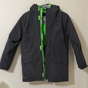 Champion Kids Snow Jacket in Black and Neon Green